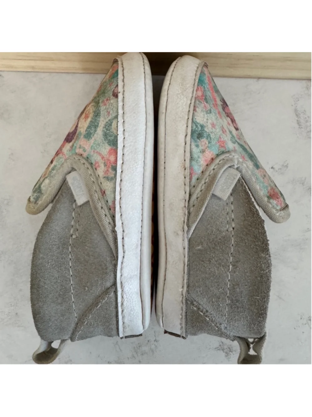 Girls Vans Off the Wall Mermaid Glitter Slip-On Shoes Size 4 Infant Gray